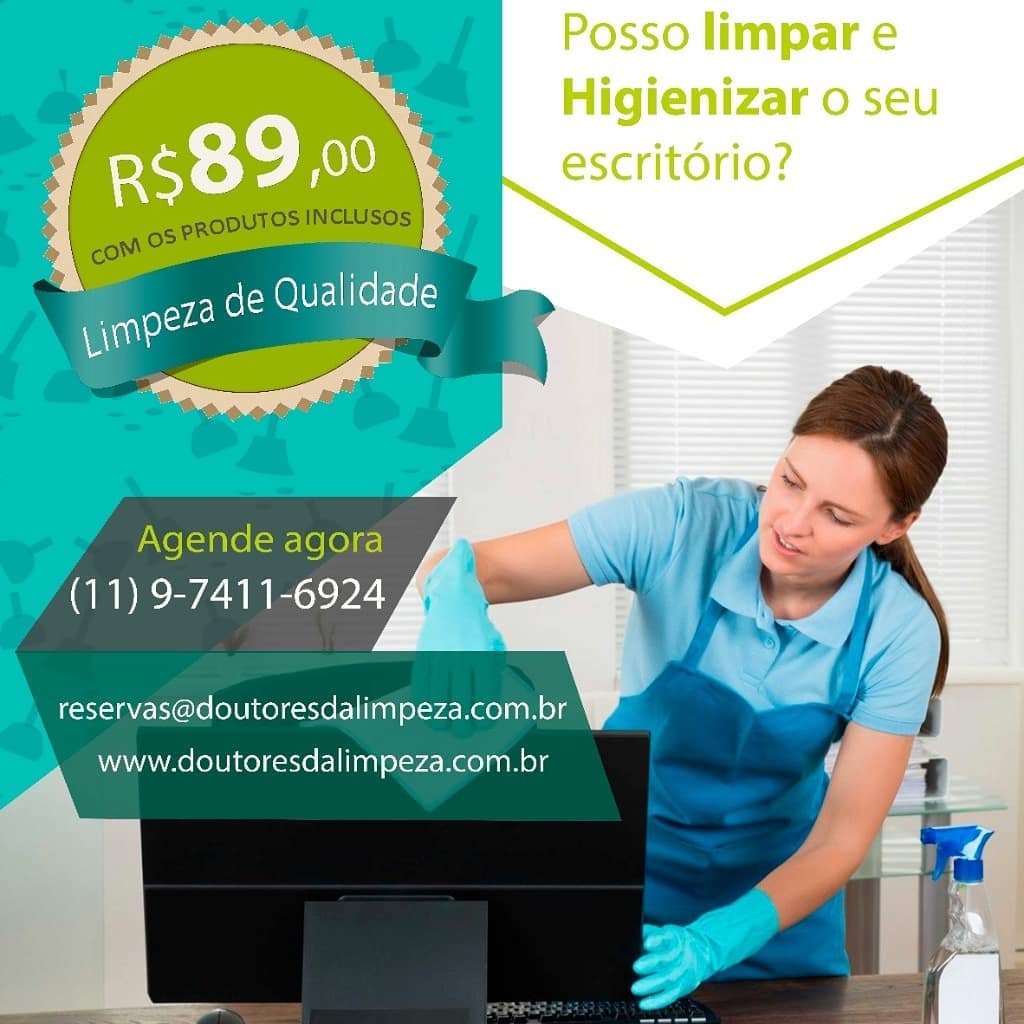 Enquanto você cuida dos seus negócios, nós cuidamos da limpeza!!
.
Ambientes bem higienizados favorecem a saúde dos profissionais. Nós da Doutores da Limpeza, garantimos uma limpeza com qualidade, segurança e eficiência com excelente custo! 
. 
Mais informações, ligue para:
📲 11 2503-5508 
📲 11 97411-6924 
reservas@doutoresdalimpeza.com.br 
.
.
.
#diarista #limpeza #passadeira #higienização #personalorganizer #faxina #faxineira #empregadadomestica #empresadelimpeza #serviçosdelimpeza #terceirizaçãodelimpeza #limpezaposobra #limpezadepedra #limpezadepiso #lavagemdesofa #lavagemdeestofados #impermeabilizaçãodeestofados #impermeabilizacaodesofa #franquialimpeza #doutoresdalimpeza